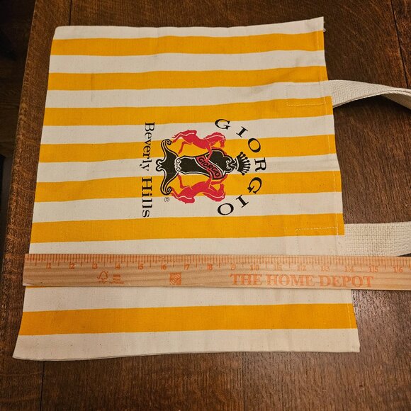 Vintage Giorgio Beverly Hills Yellow & White Stripe Canvas Tote Bag. - Picture 4 of 4